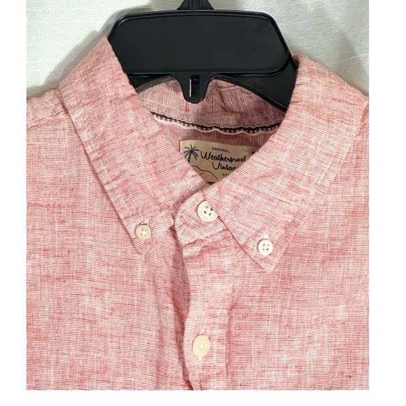 Weatherproof Other - Weatherproof Vintage Men's Button-Down Shirt in Red& white  linen blend Large